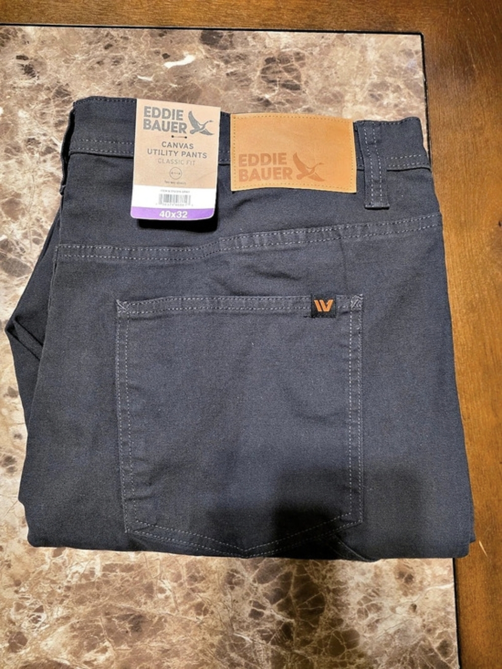 Eddie Bauer Canvas Utility Pants Black Waist 40x32 NWT